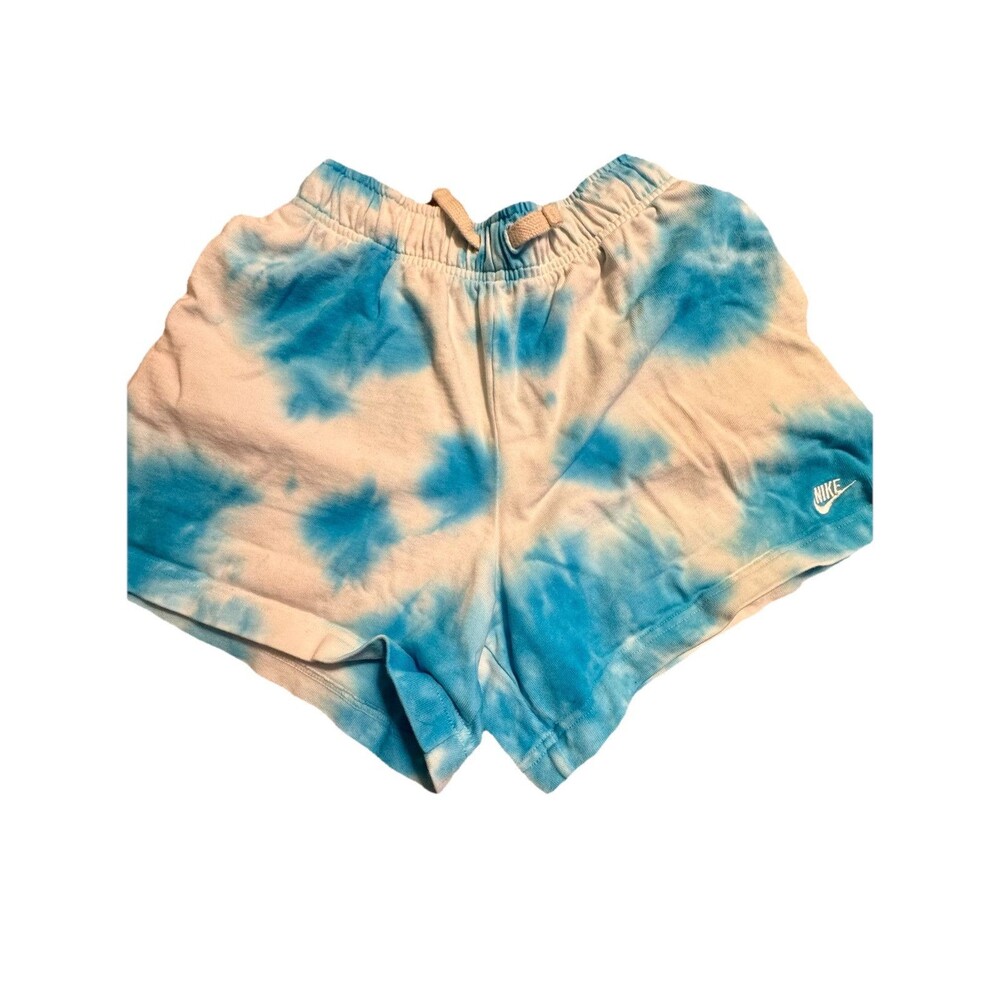Nike Girl's Cotton Knit Blue/White Tie Dye Shorts SZ L